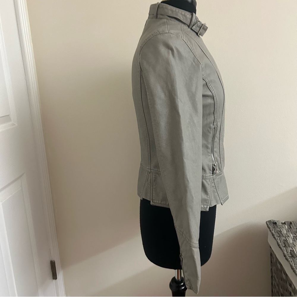 Black Rivet Faux Leather Ladies Moto Jacket, Grey , Size S, Vintage - Picture 3 of 16